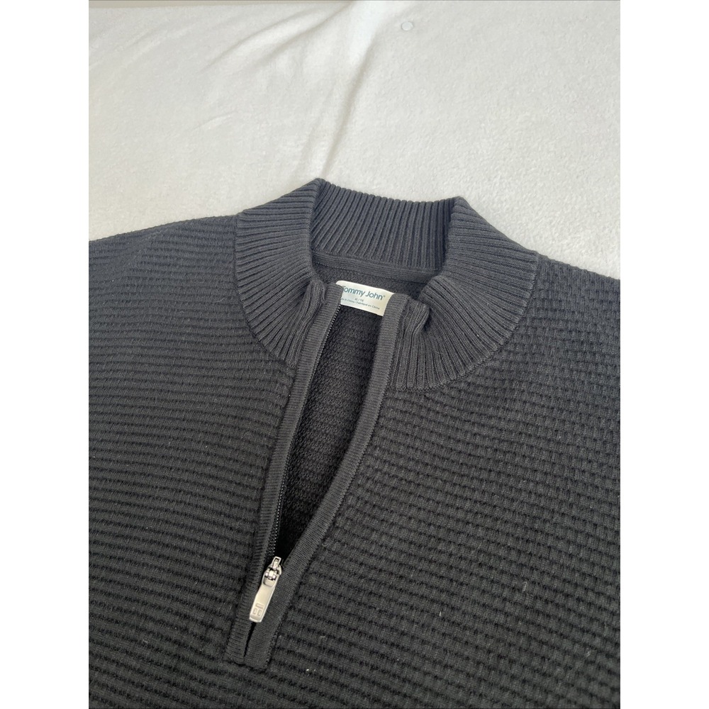 Tommy John Mens XL 1/4 Zip Long Sleeve Black Pullover Sweater 10038581000